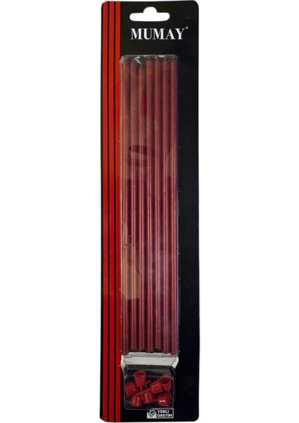 20 cm 6lı Mum Kırmızı