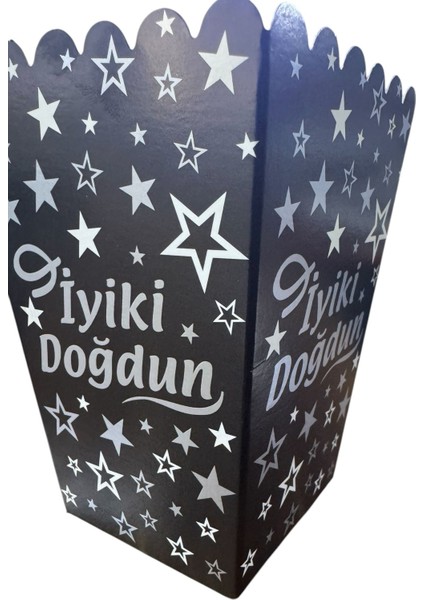 8'li Mısır Kutusu Iyi Ki Doğdun Siyah-Gümüş