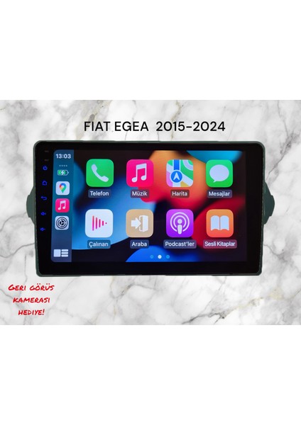 Fıat Egea 2015-2024 Yıl Uyumlu 9 Inç Android Multimedya Carplay+Android Auto+Navigasyon
