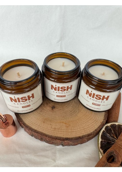Doğal Soya Wax Üçlü Mum Seti – Sandal Ağacı, Vanilya ve Amber Kokulu fiyatları