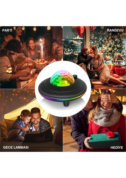 Bluetooth Projektör Gece Lambası Uzaktan Kumandalı Rgb LED Hoparlör Yıldızlı Gökyüzü Işık Efekti, Müzik Çalar
