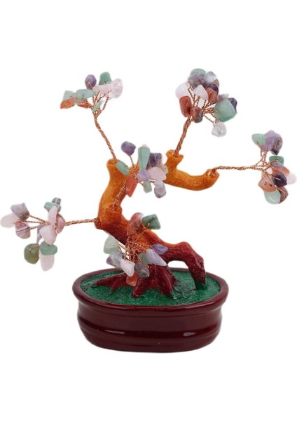 Feng Shui Doğal Kuvars Taşlı Bonsai Şans Bereket Çakra Meditasyon Ağacı Biblo Ev Ofis Hediyesi Mdl