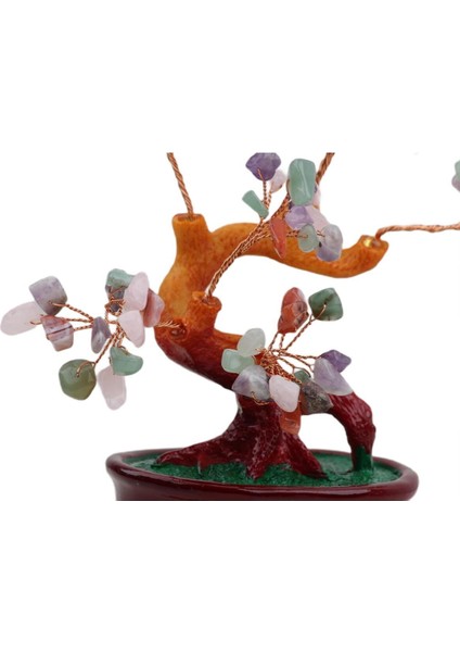 Feng Shui Doğal Kuvars Taşlı Bonsai Şans Bereket Çakra Meditasyon Ağacı Biblo Ev Ofis Hediyesi Mdl