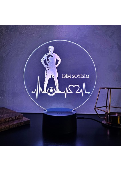 Kişiye Özel Gece Lambası. 16 Renk+ Dokunmatik ve Uzaktan Kumandalı Işık. Futbol Sevenler Için Mükemmel Bir Hediye.