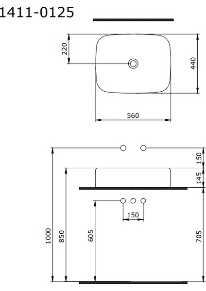 Bocchi New Age Tezgah Üstü Lavabo 55 cm Petrol Mavisi 1411-071-0125