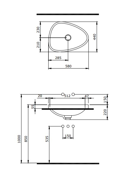 Bocchi Etna Tezgah Üstü Lavabo 58 cm Mat Antrasit 1112-020-0125
