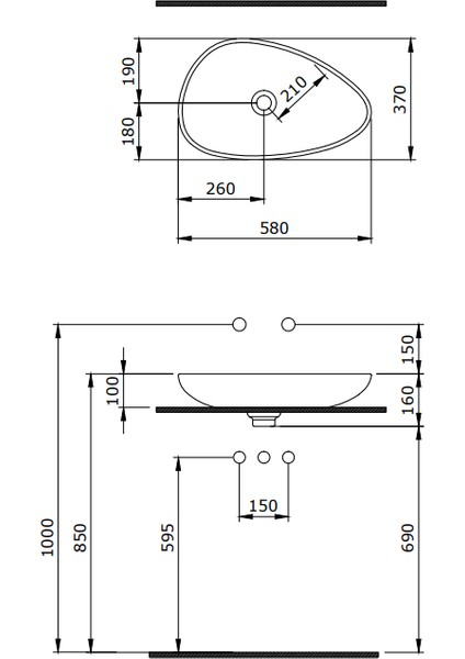Bocchi Etna Çanak Lavabo 58 cm Mat Antrasit 1114-020-0125 fiyatları
