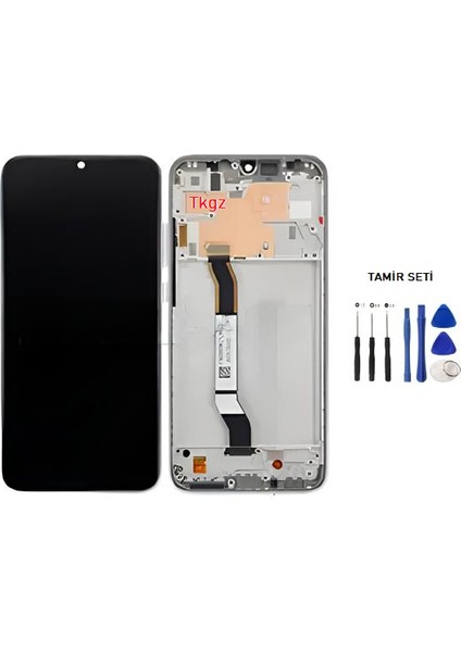 Xiaomi Redmi Note 8 LCD Ekran Dokunmatik Service Pack - Full Çıtalı Gri + Tamir Seti