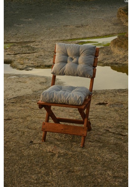 Minderli Balkon Bahçe Mutfak 3lü Bistro Set Katlanır Masa Sandalye 50*50 Krem
