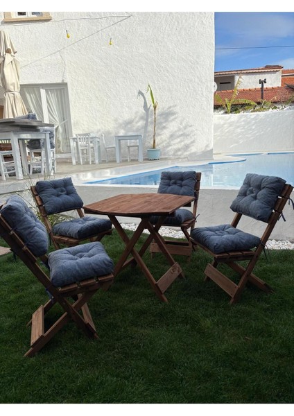 Bistro Sekizgen 4 1 Masa Sandalye Takim ( Laciver Minderli ) fiyatları