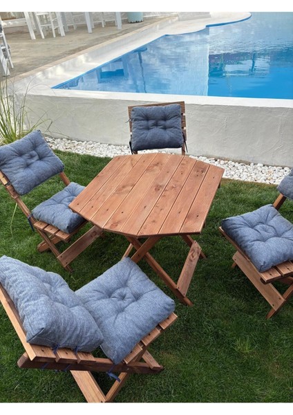 Bistro Sekizgen 4 1 Masa Sandalye Takim ( Laciver Minderli ) fırsatları