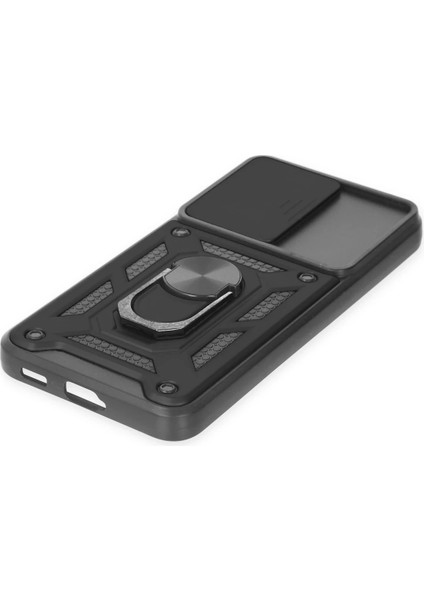 Samsung Galaxy S22 Kılıf Pars Lens Yüzüklü Silikon - Siyah Glstd