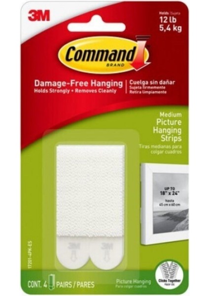 Command Orta Boy Cırt Cırt Bant Askı Bandı (Tablo Asma Bandı) 5,4 kg Kapsiteli 17201-4