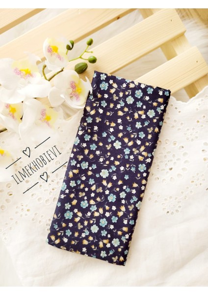 Poplin Kumaş Lale Desen Lacivert Cotton 50*170 cm (1 Prç)