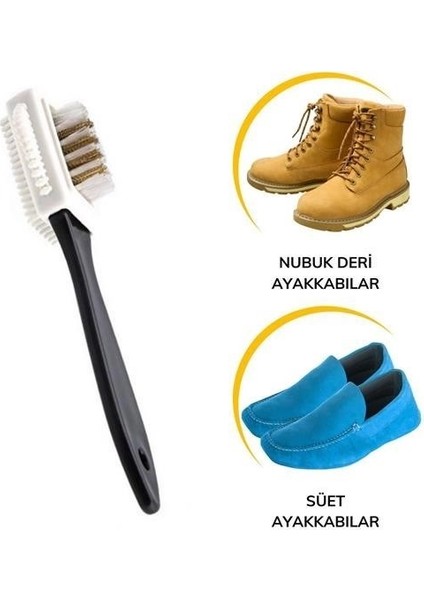 Buffer® Çift Taraflı Pratik Taşınabilir Süet Nubuk Deri Çizme Bot Ayakkabı Temizleme Bakım Fırçası