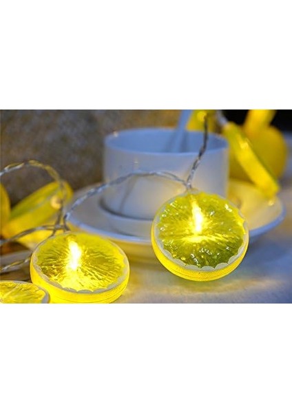 Büro Ev Ofis Bahçe Dekoru Için Pilli 2m 10LED Pilli 2mod Limon Model Işık Şerit Lamba
