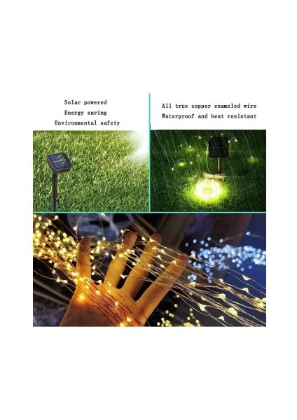 Büro Ev Ofis Yazlık Bahçesi Için 200LED Solar Şarjlı Dış Mekan Lamba Şerit Aydınlatma