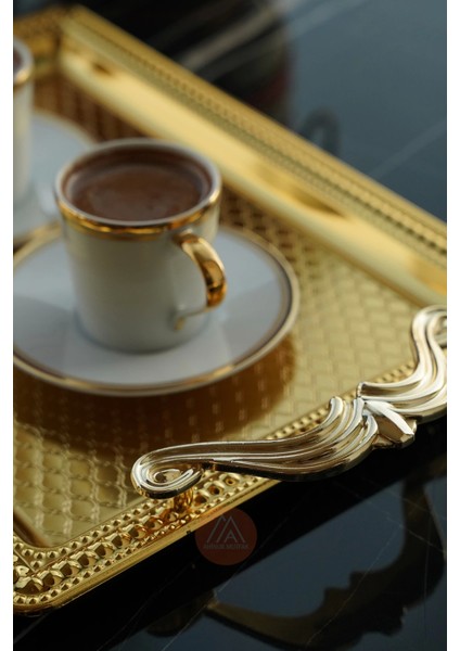 35X25 cm Çelik Dikdörtgen Gold Tepsi modelleri