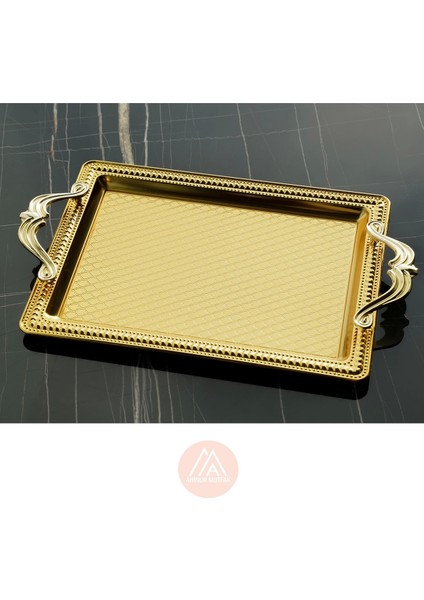 35X25 cm Çelik Dikdörtgen Gold Tepsi fırsatları