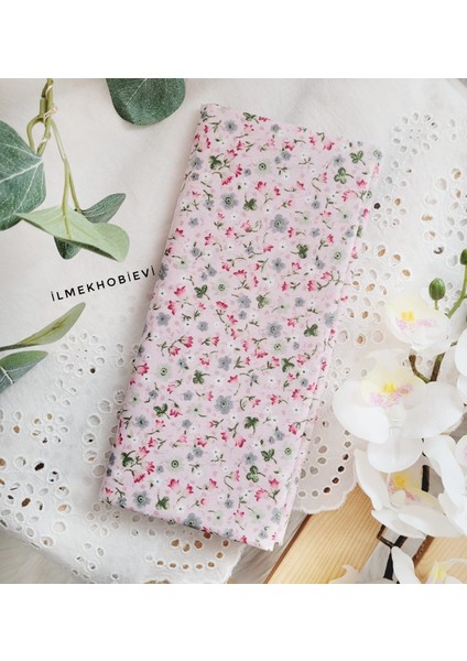 Poplin Kumaş Lale Desen Pudra Cotton 50*170 cm (1 Prç)