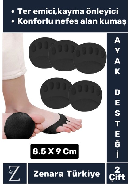 Premium Gündelik Kullanım Kayma Önleyici Ter Emici Esnek Kumaş Ayak Taban Parmak Altı Desteği 2 Çif