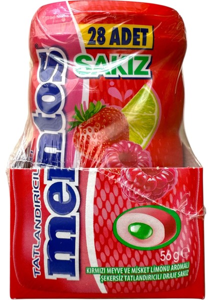 Kırmızı Meyve Misket Limonlu Draje Sakız 56 G * 6 Adet