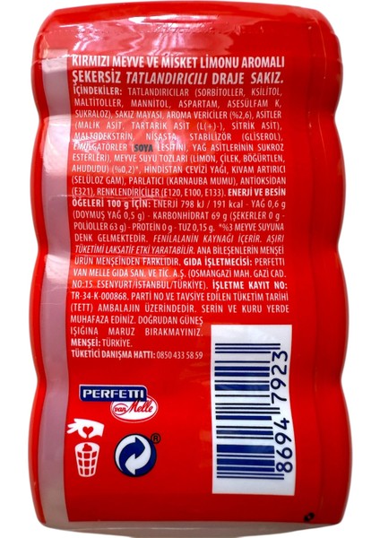 Kırmızı Meyve Misket Limonlu Draje Sakız 56 G * 6 Adet