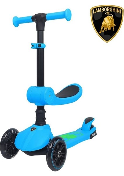 L5 2in1 Mavi Oturaklı Işıklı 3 Tekerlekli Çocuk Scooter