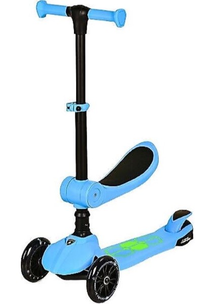 L5 2in1 Mavi Oturaklı Işıklı 3 Tekerlekli Çocuk Scooter