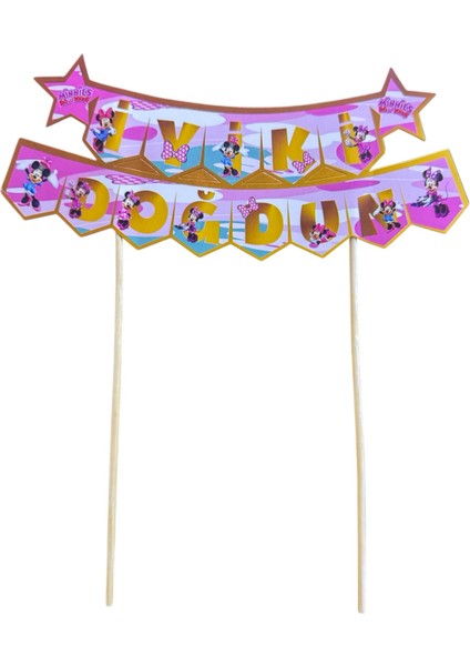 Karakterli Pasta Üstü Banner Minie Mouse