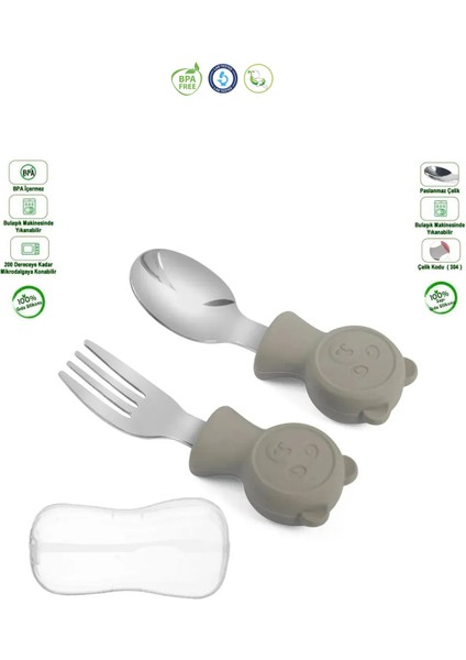 Silikon Saplı Paslanmaz Çelik Uçlu Çatal ve Kaşık (304), Saklama Kutusu