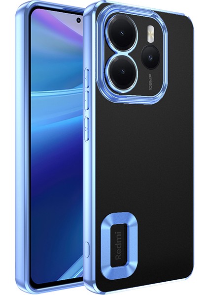 Xiaomi Redmi Note 14 4g Kılıf Logo Gösteren Parlak Kenarlı Kamera Lens Korumalı Şeffaf Omega Silikon Kapak