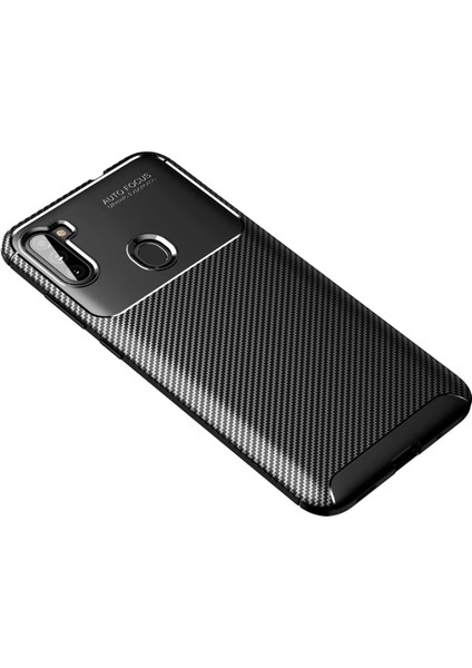 Samsung Galaxy A11 Kılıf Auto Focus Karbon Kapak - Siyah Nrmsa