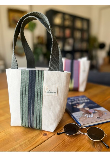 Kiçi – Kutnu Kumaşlı El Yapımı Küçük Boy Tote (Omuz Askılı Kadın Çantası)