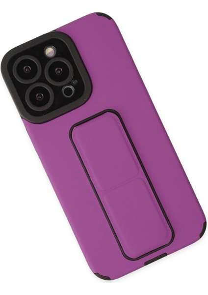 Apple iPhone 14 Pro Kılıf Mega Standlı Silikon - Mor Nrmsa