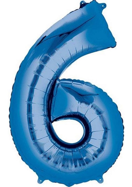 - 16 Inç 6 Rakamı Folyo Balon Mavi 40 cm Gnzrz