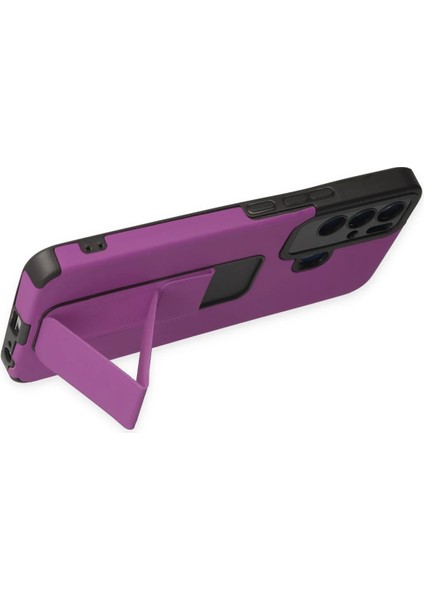 Tecno Pova Neo Kılıf Mega Standlı Silikon - Mor Nrmsa
