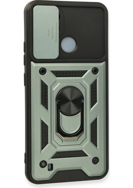 Realme C11 2021 Kılıf Pars Lens Yüzüklü Silikon - Yeşil Nrmsa
