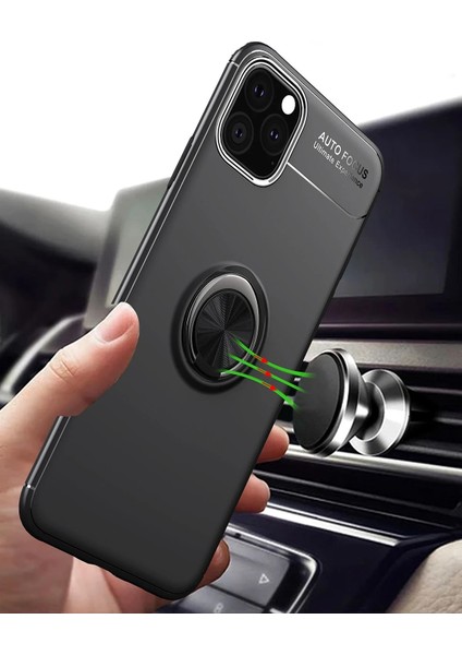 Apple iPhone 11 Pro Max Kılıf Range Yüzüklü Silikon - Siyah Nrmsa