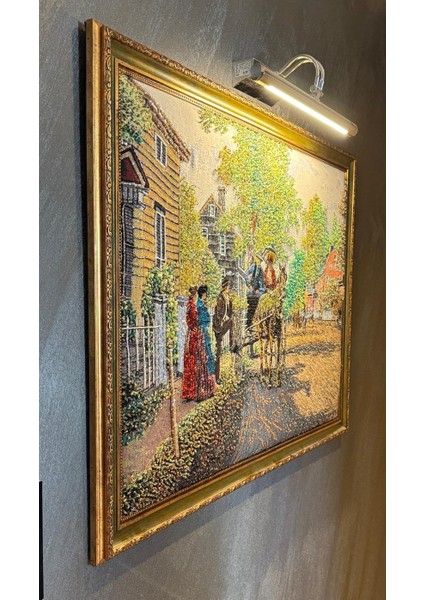 El Yapımı Çeçeveli Kristal Boncuk Işlemeli Goblen Tablo