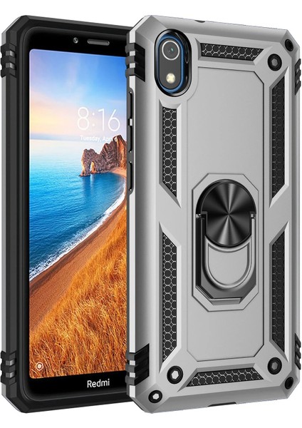 Xiaomi Redmi 7A Kılıf Sofya Yüzüklü Silikon Kapak - Gümüş Nrmsa