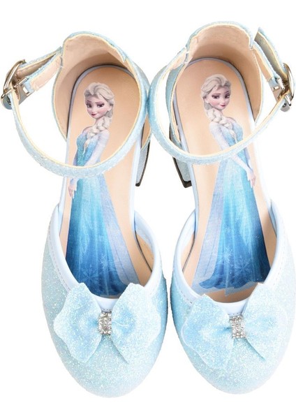 Frozen Elsa Kız Çocuk Parlak Simli Topuklu Abiye Ayakkabı fırsatları