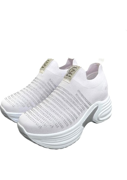5006 Triko Taşlı Dolgu Topuk Kadın Ayakkabı Sneaker fırsatları