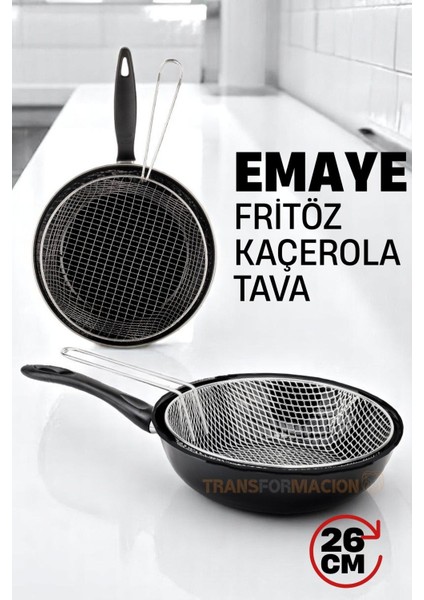 Fritözlü Emaye Kızartma Tavası- Kızartma Kaçerola Multi Kullanım 26 cm 721670 modelleri