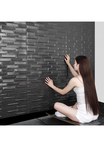 NW66 Siyah Opak Kendinden Yapışkanlı Duvar Paneli