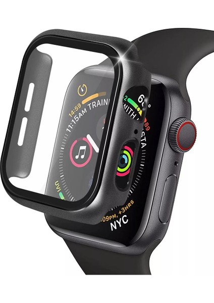 Apple Watch 42MM Camlı Kasa Ekran Koruyucu - Siyah Nrmsa