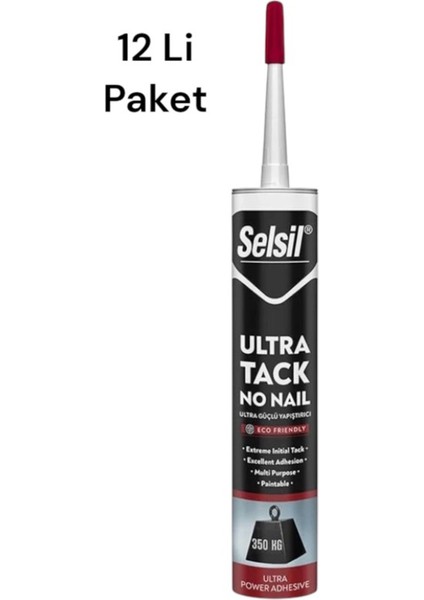 Ultra Tack 350 kg Kadar Güçlü Yapıştırıcı Beyaz Silikon 12 Li Paket