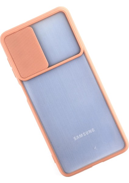 Samsung Galaxy M52 5g Kılıf Palm Buzlu Kamera Sürgülü Silikon - Pembe Nrmsa