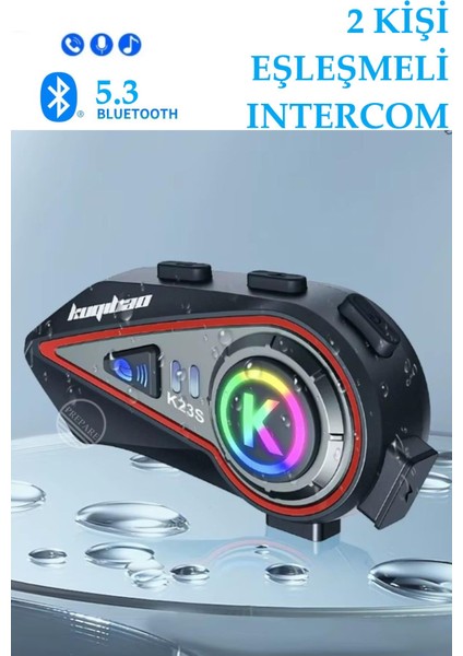 2 Kişi Eşleşmeli Intercom 1000 Metre Kask Kulaklığı Su Geçirmez Bluetooth 5.3 Motosiklet Kulaklık K23S