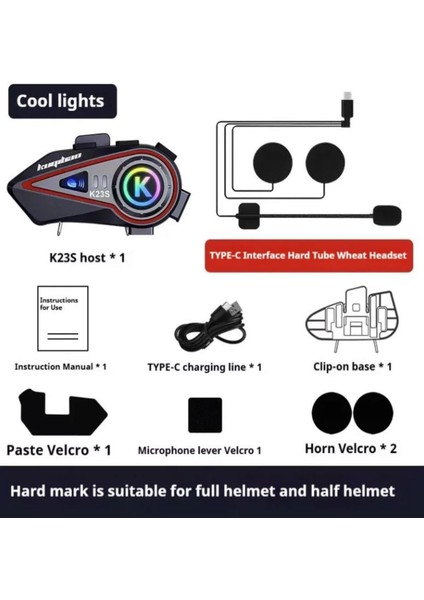 2 Kişi Eşleşmeli Intercom 1000 Metre Kask Kulaklığı Su Geçirmez Bluetooth 5.3 Motosiklet Kulaklık K23S indirimleri